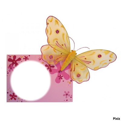papillon jaune Photo frame effect