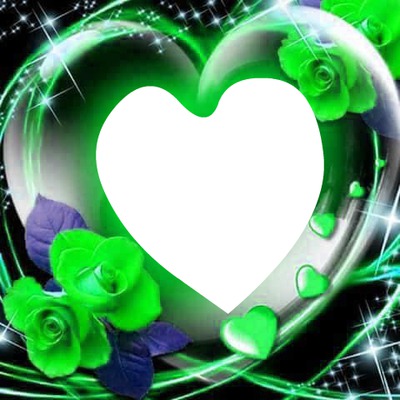 corazon verde transparente Montaje fotografico