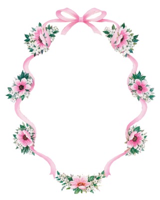 1 cadre ovale avec fleurs roses Fotomontaż