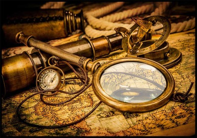 Magnifier with map Montage photo