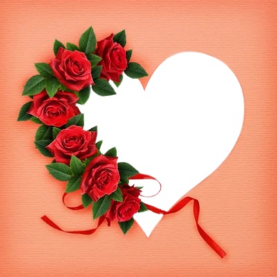 Cuadro corazón y rosas, 1 foto Фотомонтажа