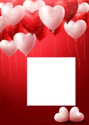love, globos corazones. Photomontage