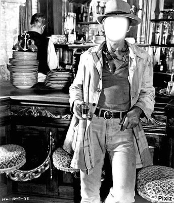 cowbow au saloon Photo frame effect