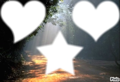 forêt : 2 coeurs différents, 1 étoile Photomontage