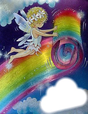 ange déroulant un arc en ciel Fotomontaža