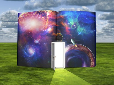 Door to another dimension . Photo frame effect