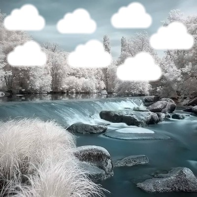 cascade et nuages Photomontage