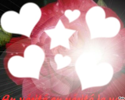 coeur avec fleurs rose Montaje fotografico