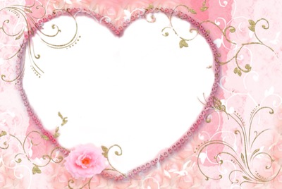 corazón de perlas rosadas, 1 foto Fotomontāža
