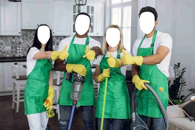 Menage cleaning crew 5 persons Photomontage