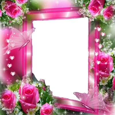 renewilly marco rosado y rosas Fotomontáž