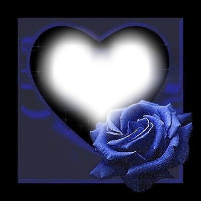 Coeur et rose bleus フォトモンタージュ