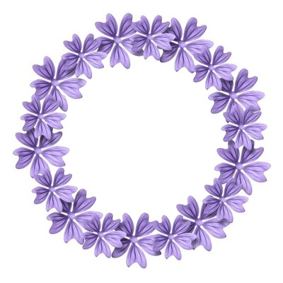 corona de flores lila. Fotomontaža