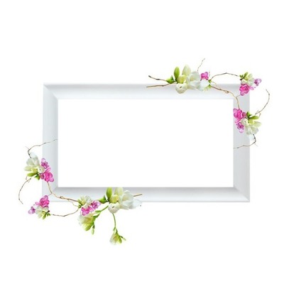 marco y florecillas lila. Fotomontage
