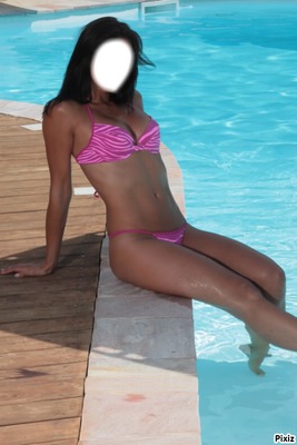 brune en bikini Photomontage