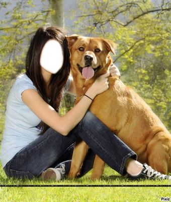 selena with dog Фотомонтаж