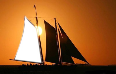 ship in sunset フォトモンタージュ
