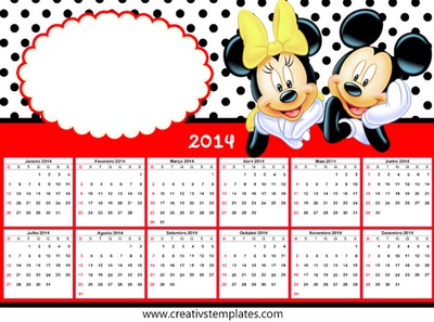 Calendario 2014 Mikey & Minnie Photo frame effect