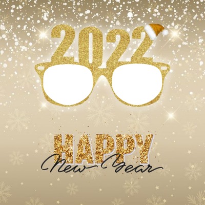 Happy New Year 2022, anteojos, 2 fotos Photo frame effect