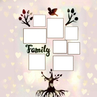 Family, árbol genealógico, 8 fotos. Montaje fotografico