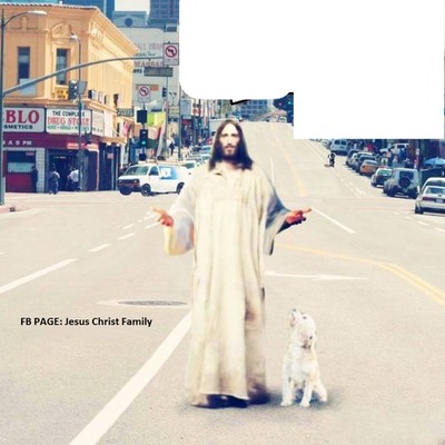 jesus and a dog フォトモンタージュ