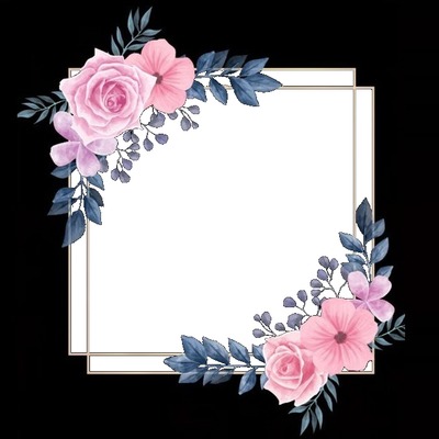 marco y flores rosadas. Photo frame effect