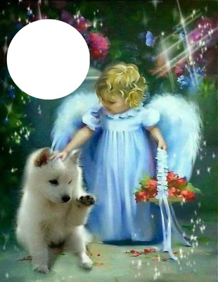 furrr baby with tiny angel Photo frame effect