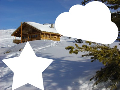 Chalet hiver Photo frame effect