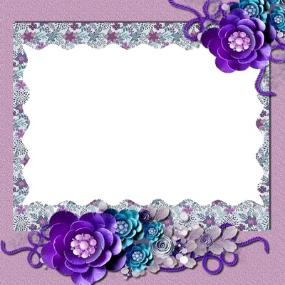marco y flores lila. Photomontage