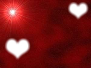 2 coeur sur fond rouge Valokuvamontaasi
