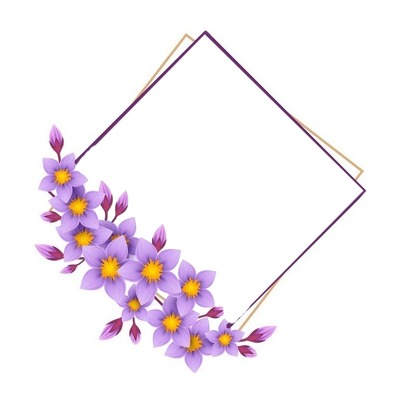 marco y flores lila. Fotomontaż