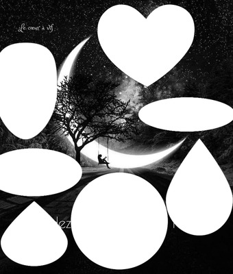 lune noir et blanc Photomontage