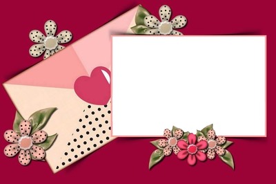 carta con detalles flores, fondo fucsia3 Photomontage