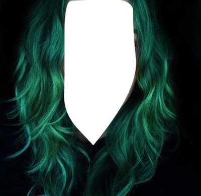 chica con cabello verde Photo frame effect