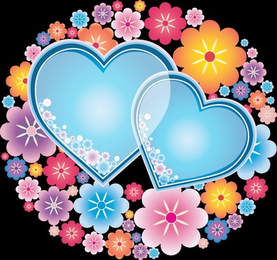 Floral Blue Hearts Φωτομοντάζ