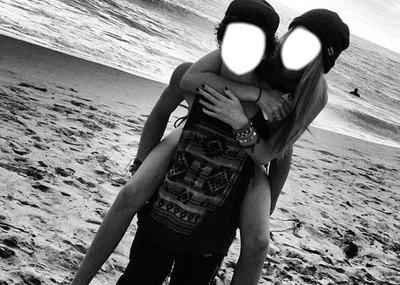 Zakochan para na plaży Fotomontaż