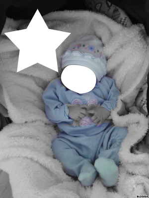 Bébé bleu pijamas en noir et blanc Photo frame effect