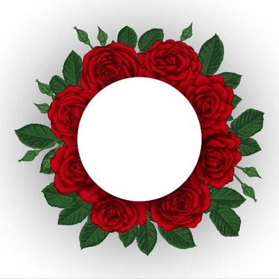 corona de rosas rojas. Photomontage
