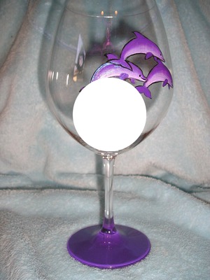 purple dolphin wine glass Fotomontaža