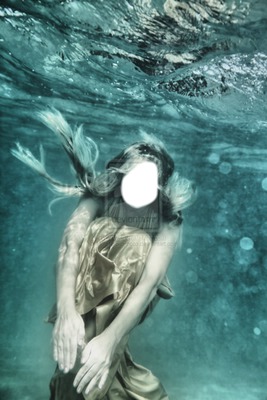 woman underwater フォトモンタージュ