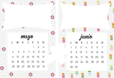 calendario mayo junio 2015 Photo frame effect