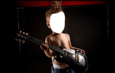 bebe rock guitare Fotomontaža
