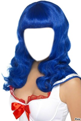 perruque bleu Photomontage