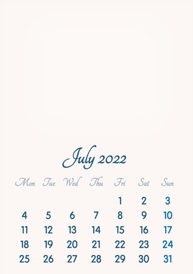 July 2022 // 2019 to 2046 // VIP Calendar // Basic Color // English Fotomontagem