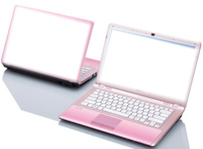 Notebook feminino rosa Фотомонтаж