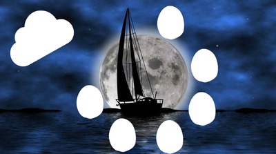 lune et voilier Фотомонтаж