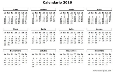calendario 2016 Фотомонтажа