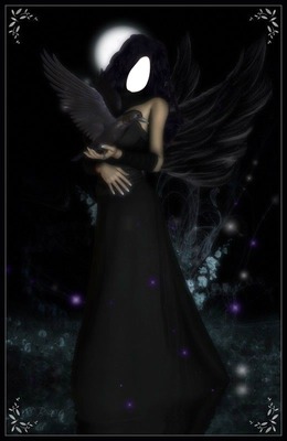 ange noir avec corbeau Фотомонтаж