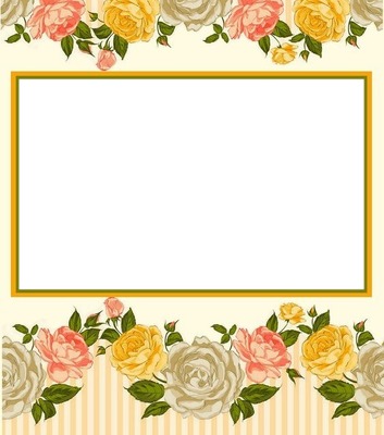 marco amarillo y rosas. Fotomontage