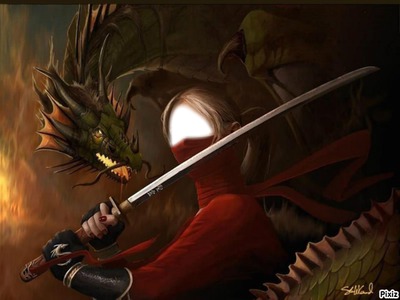 la femme au dragon Fotomontáž